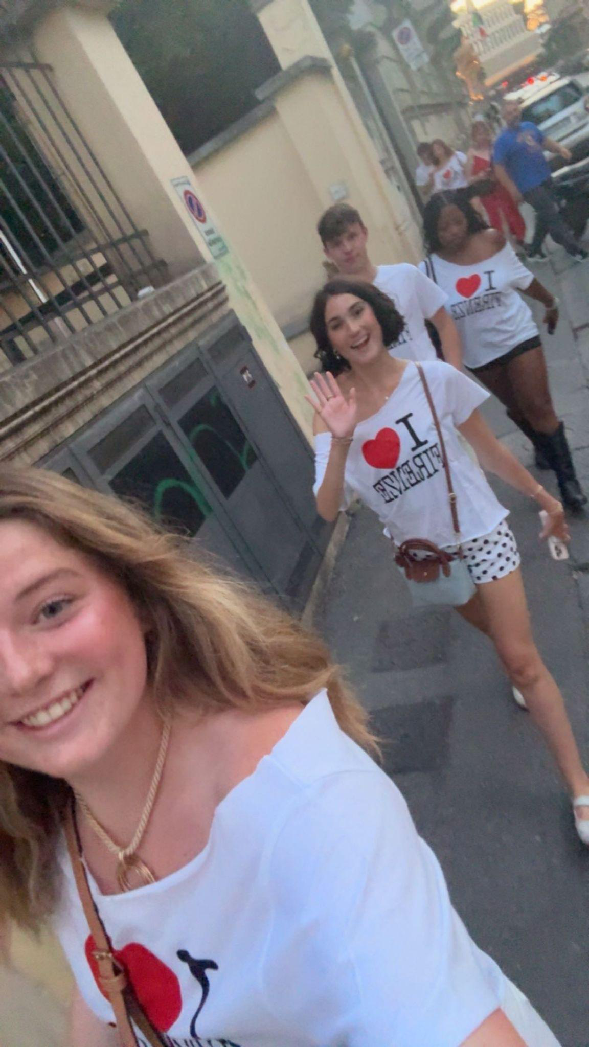A selfie in Florence in matching I love Italy shirts
