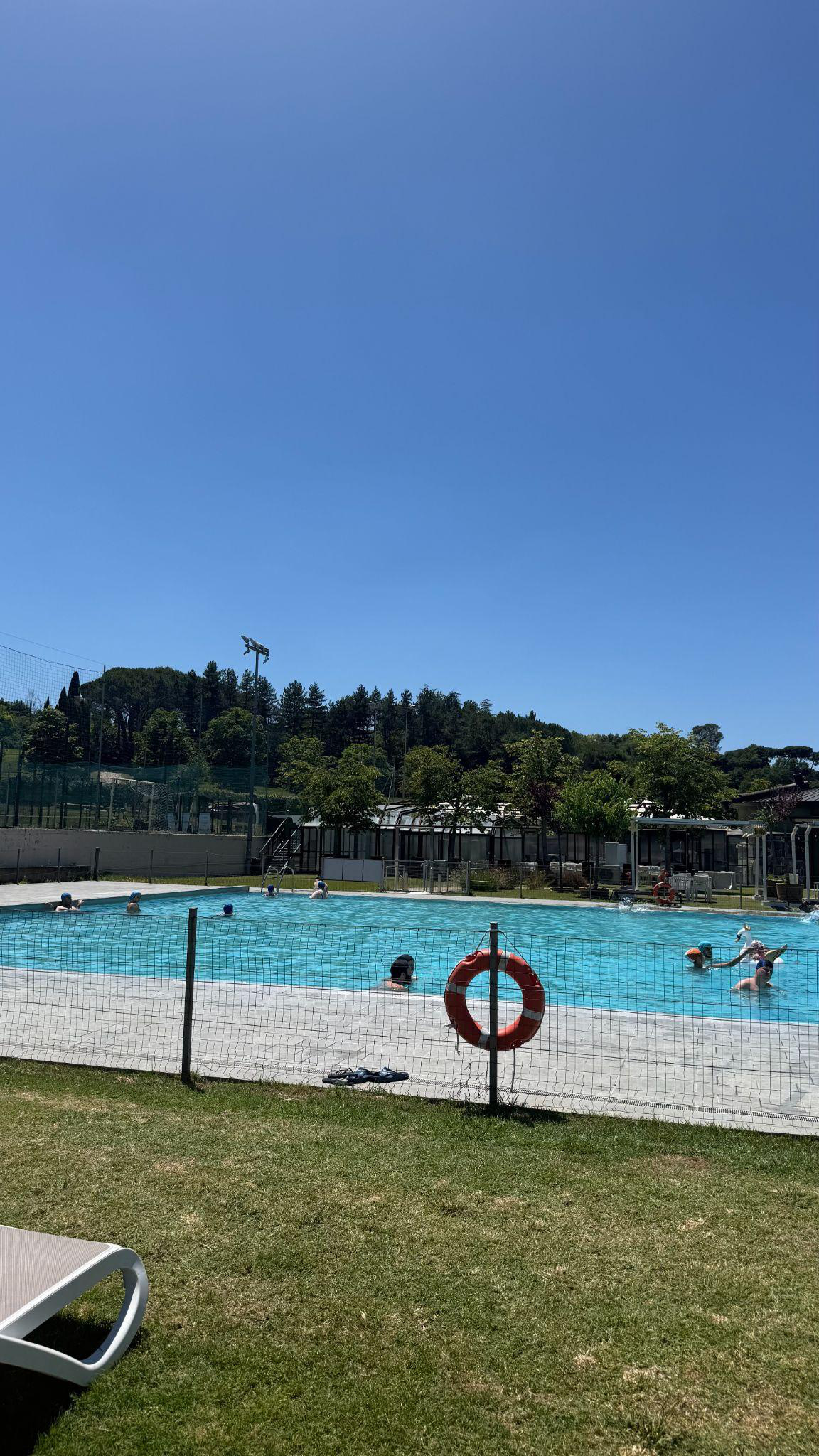 The pool under a clear blue sky