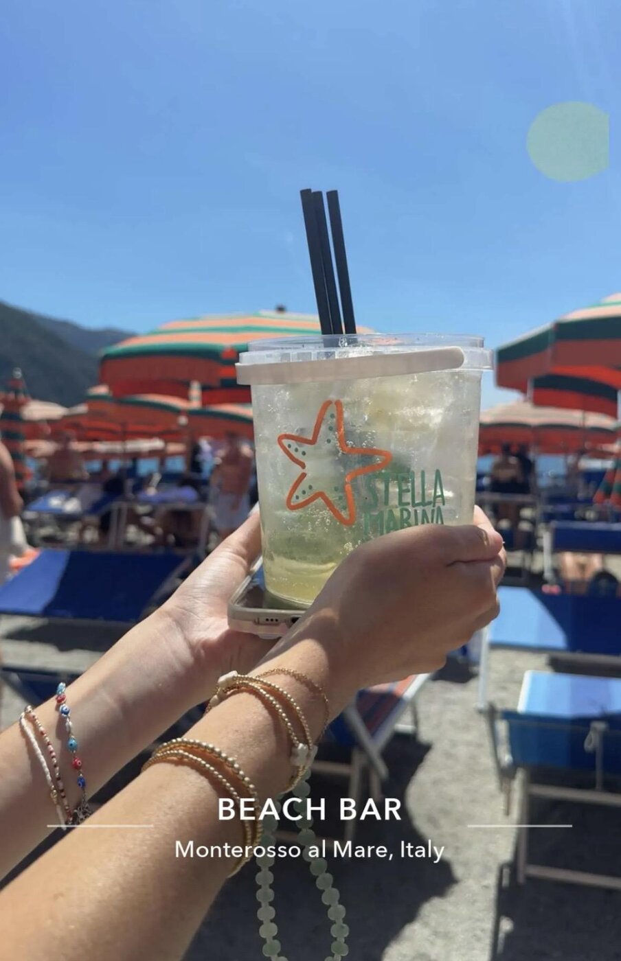A hugo spritz at the beach bar
