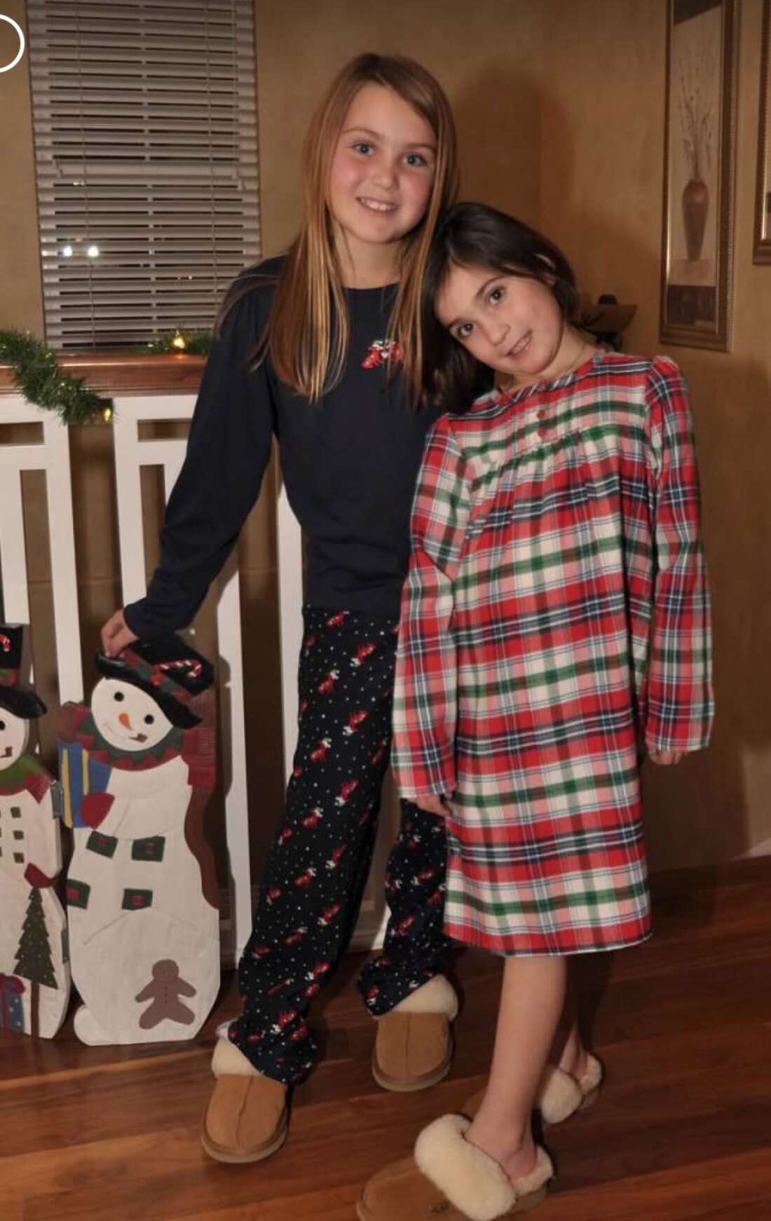 In Christmas pajamas
