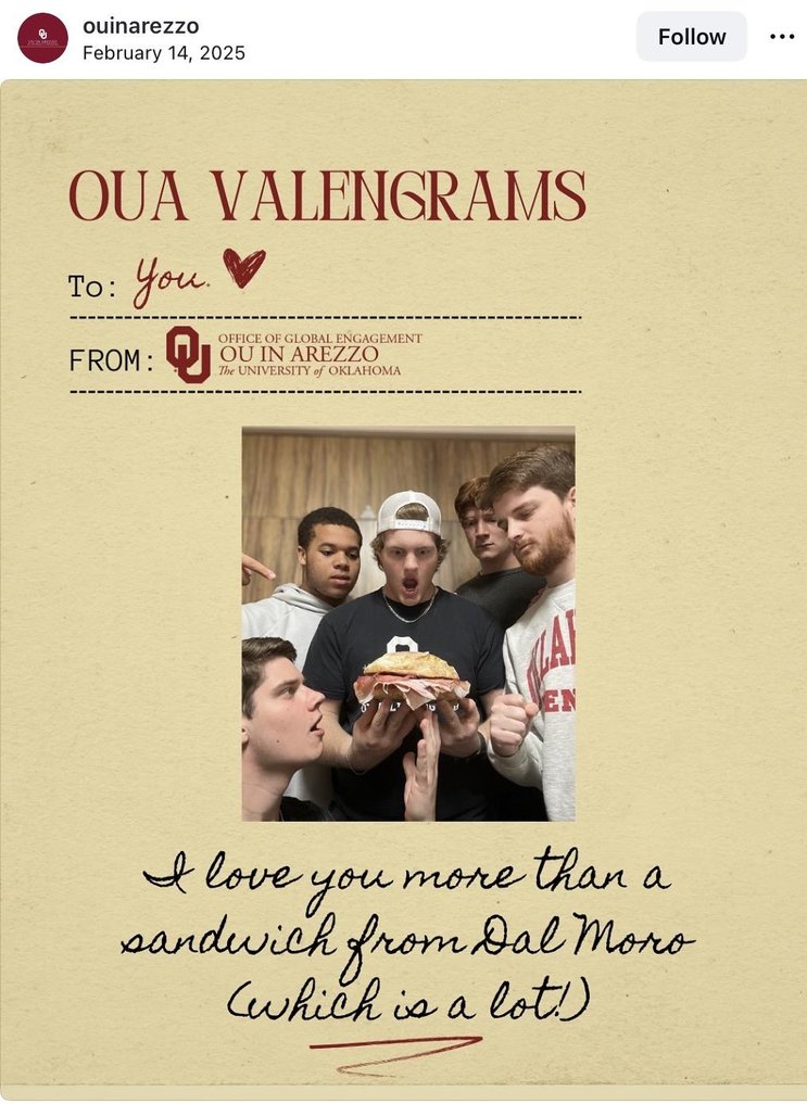 An Instagram post from OU in Arezzo titled OUA Valengrams